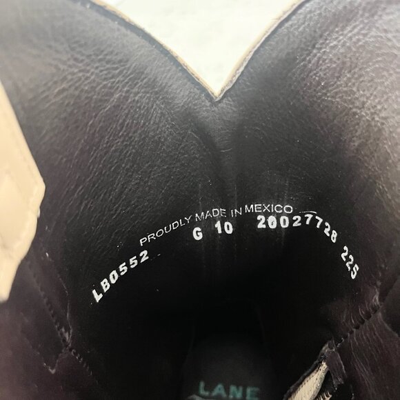 Lane PLAIN JANE Womens Cowboy Boots 10 Ivory Western Midi Boots Cowgirl Short - Picture 9 of 11